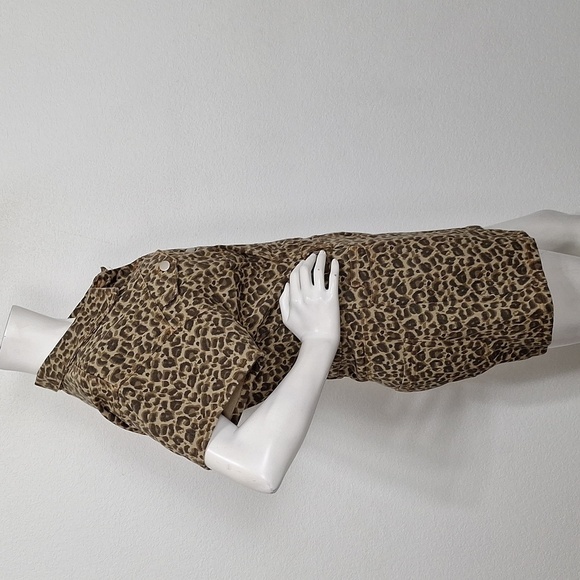 Le Lis NEW Taupe Brown Leopard Print Mobwife Streetwear W/Pockets Denim Romper L - Picture 6 of 15